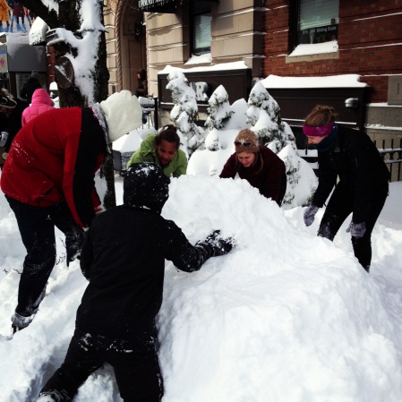 Teams of makers and non-makers alike came together to make stuff with snow at the Artisan’s Asylum Snow Day Maker Party.