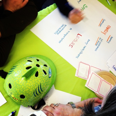 Park Day School teachers begin to consider a dinosaur-themed bicycle helmet from multiple users' perspectives.